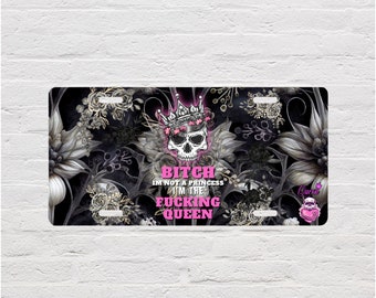 Queen Skull Aluminum License Plate, Decorative Car Accessory