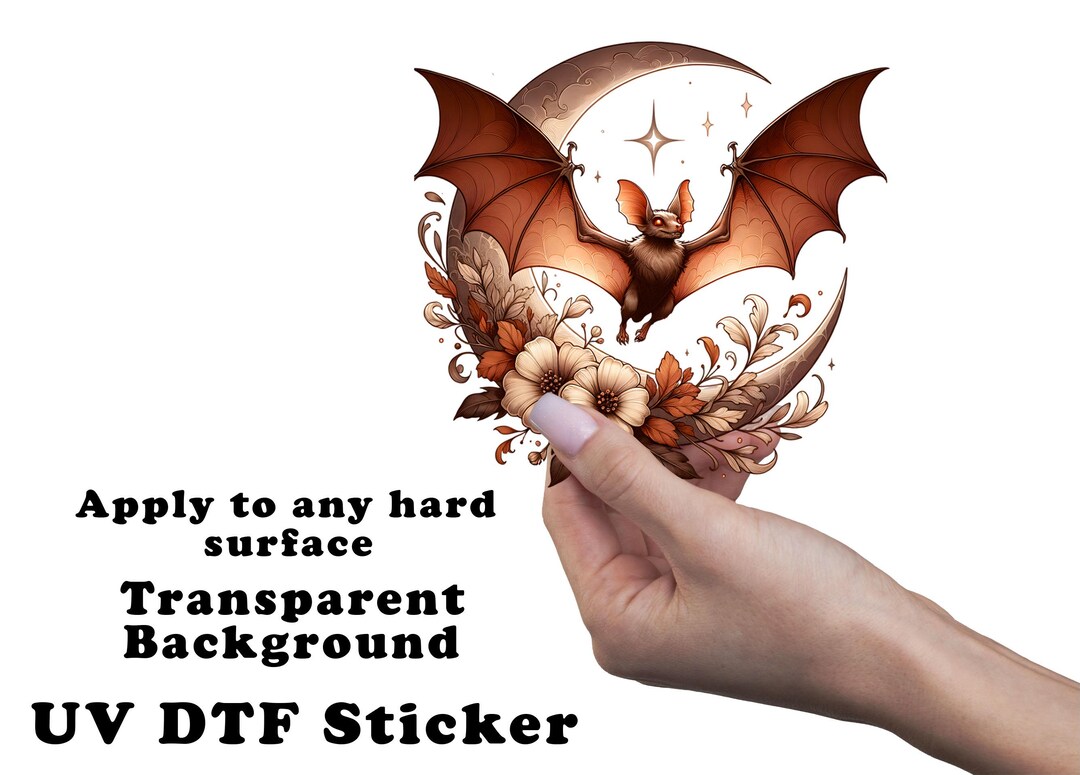 Gothic Floral Vampire Bat Halloween Sticker / Decal UV DTF Sticker