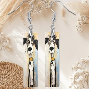 Oscar Muttley Dog Printed Wood Dangle Earrings Hypoallergenic Jewelry Handmade