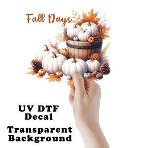 Fall Days White Pumpkin Clear Sticker / Decal UV DTF Sticker Transparent Choose Size