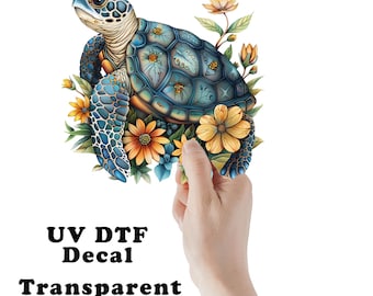 Blue Sea Turtle Clear Sticker / Decal UV DTF Sticker Transparent Choose Size