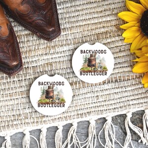 Set of 2 Backwoods Bootlegger Sandstone Car Coasters