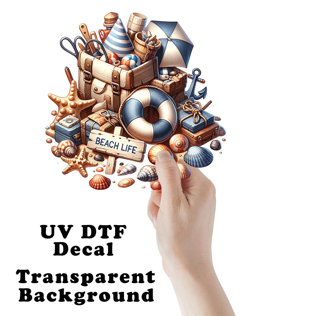 Beach Life Clear Sticker / Decal UV DTF Sticker Transparent Choose Size ...
