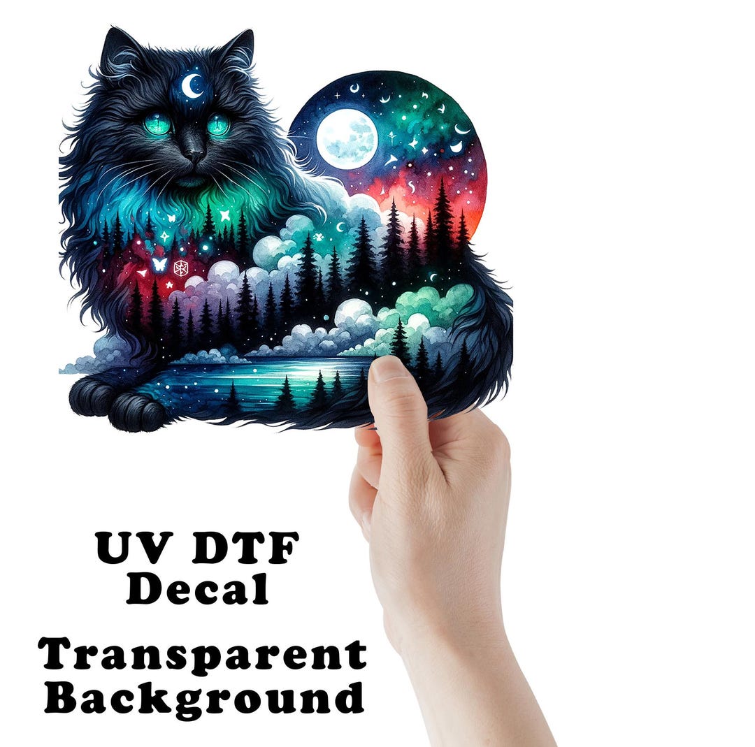 Celestial Cat Clear Sticker / Decal UV DTF Sticker Transparent Choose ...
