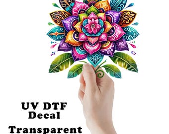 Mandala Flower Clear Sticker / Decal UV DTF Sticker Transparent Choose Size