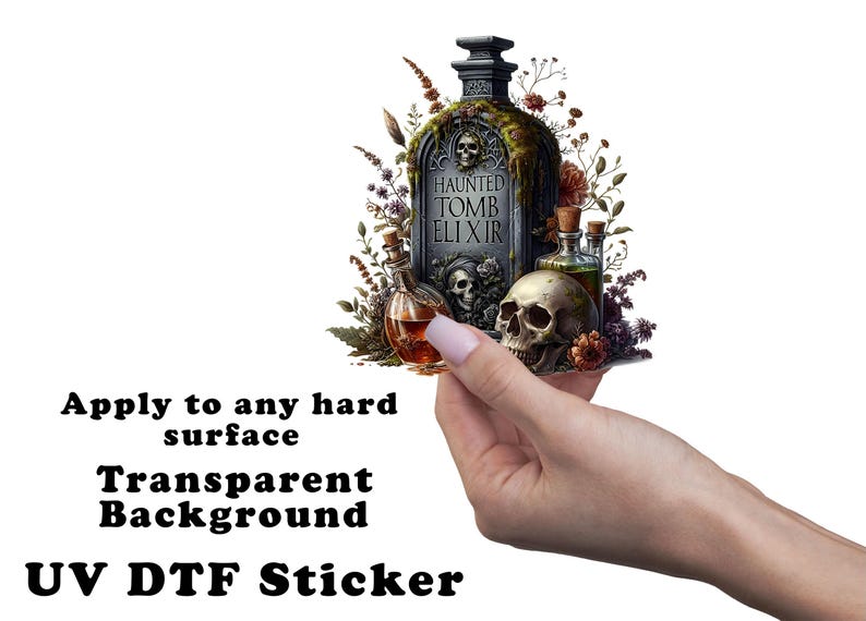 Haunted Tomb Elixir Clear Sticker / Decal UV DTF Sticker Transparent ...
