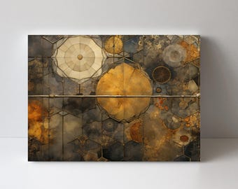 20x16 Gold Collage Abstract Wall Art Canvas Print