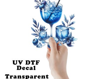 Blueberry Cocktail Clear Sticker / Decal UV DTF Sticker Transparent Choose Size
