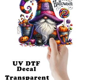 Colorful Halloween Gnome Clear Sticker / Decal UV DTF Sticker Transparent Choose Size