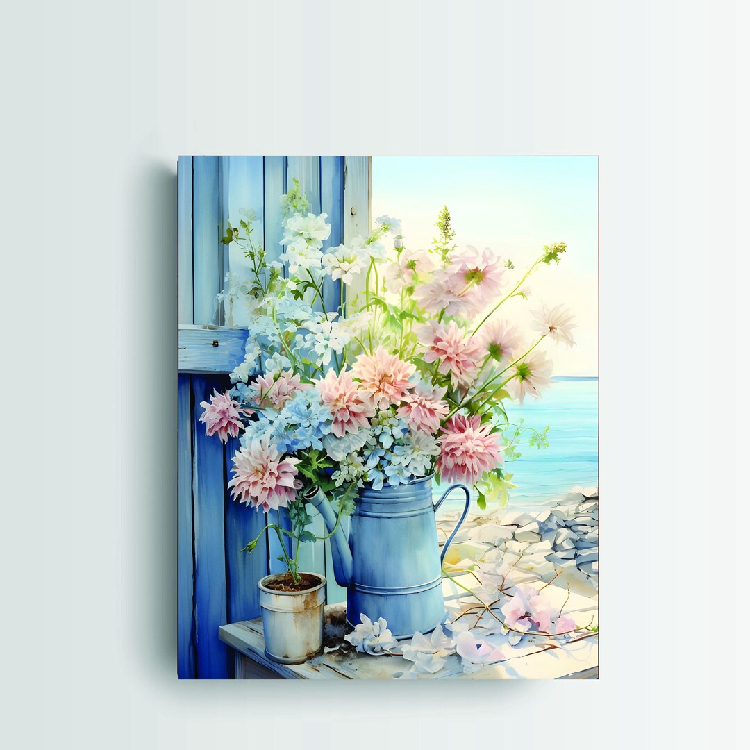 16x20 Blue Breeze Floral Wall Art Canvas Print - Etsy