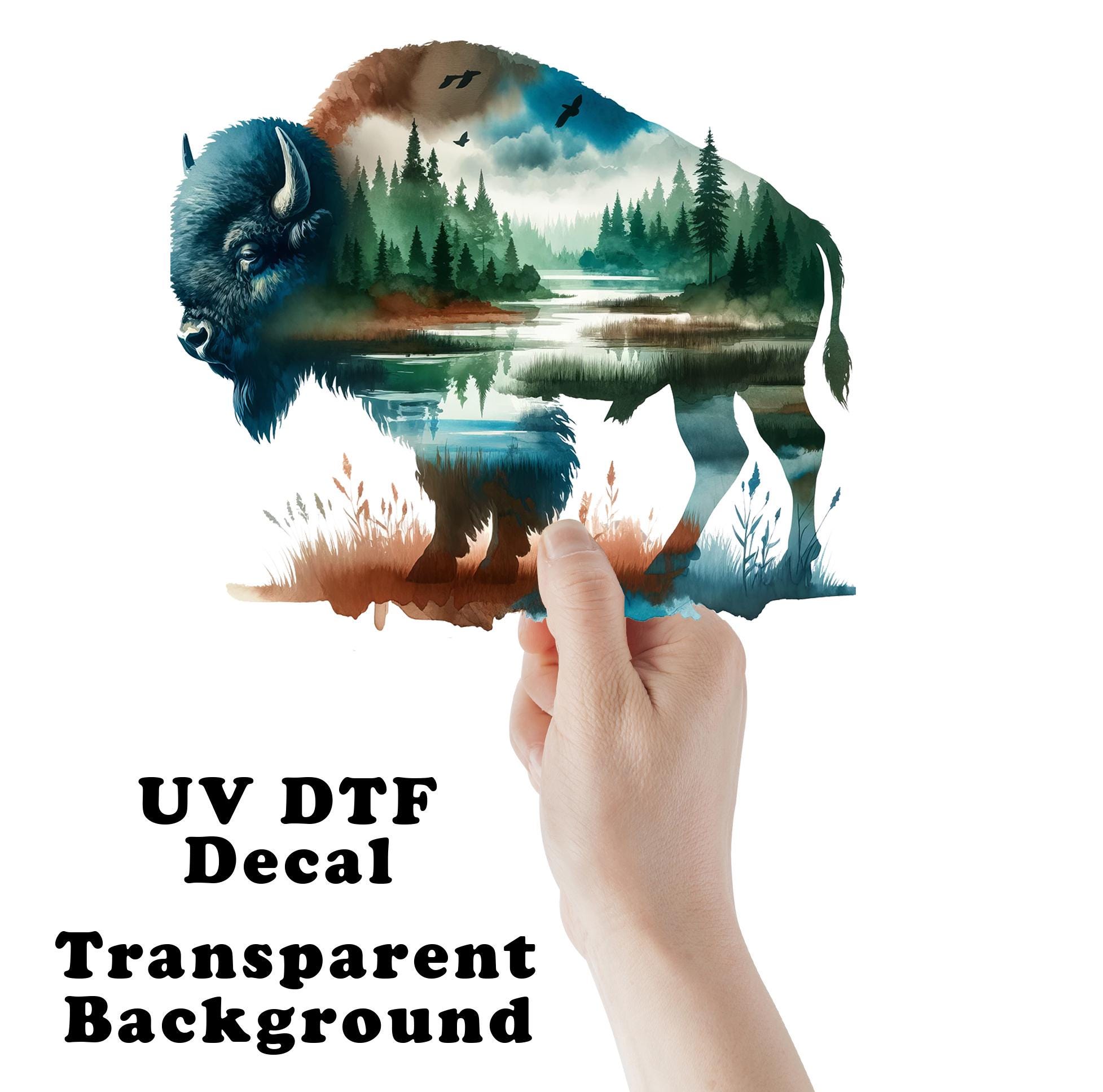 Landscape Buffalo Clear Sticker / Decal UV DTF Sticker Transparent ...