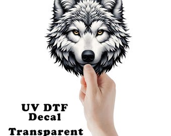 Black and White Wolf Clear Sticker / Decal UV DTF Sticker Transparent Choose Size