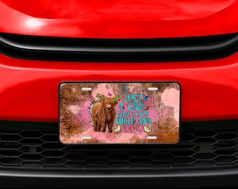Highland Cow Aluminum License Plate - Decorative Car Front Plate
