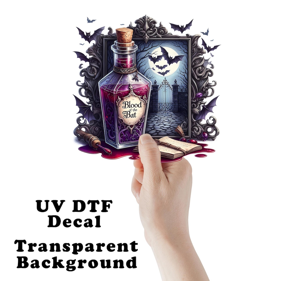 Blood of the Bat Potion Bottle Halloween Clear Sticker / Decal UV DTF ...