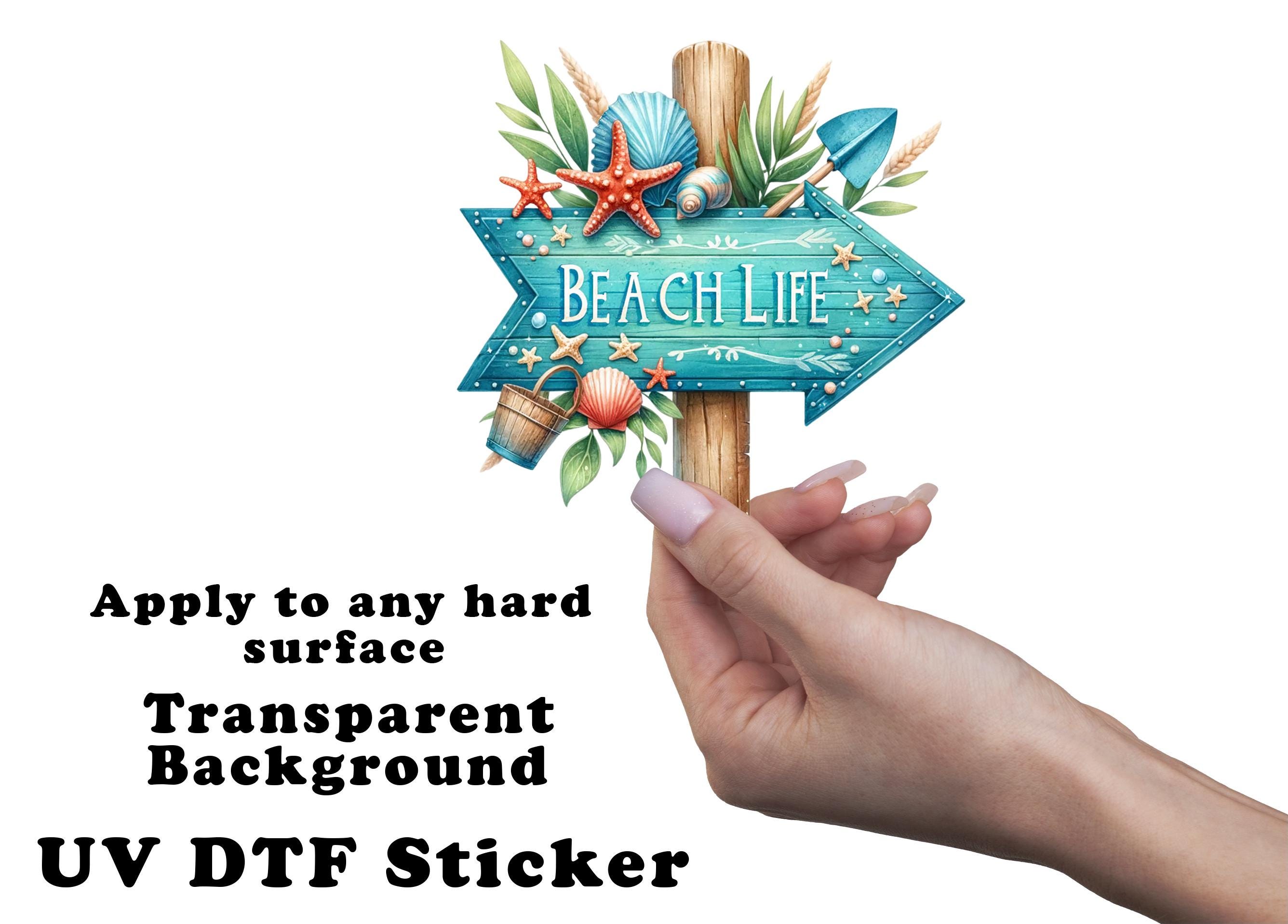 Beach Sign Clear Sticker / Decal UV DTF Sticker Transparent Choose Size ...