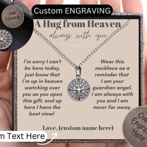A Letter From Heaven Compass Necklace Gift For Her/Him Custom Engraved Memorial Gift, Customized Necklace, Remembrance Gift, Loss Of Mom/Dad