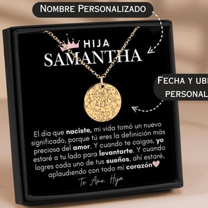 Custom Star Map Necklace Regalo Para Hija de Mama/Papa, Regalo Personalizado Cumpleaños/Graduacion/Navidad/ Daughter Necklace, Latina Gifts