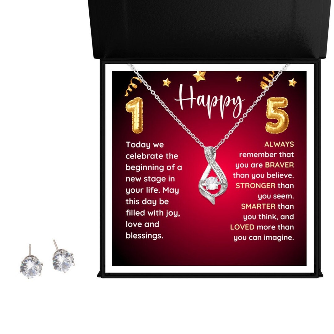 15th Birthday Gift Girl Quinceanera Jewelry Set Necklace and Etsy