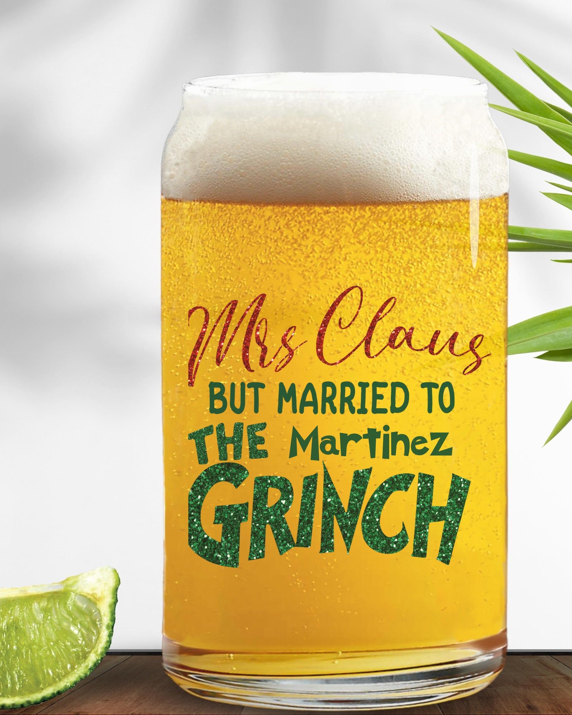 16 oz Mrs. Claus but Married to the Grinch Frosted Tumbler with