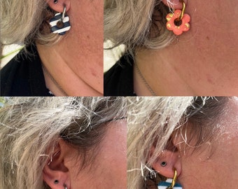 Interchangeable stainless steel hoop earrings