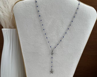 Starly long necklace Silvery Blue