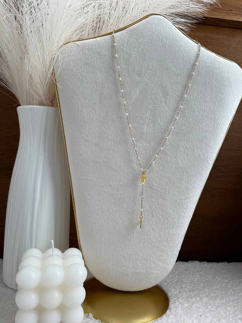 Starly long necklace Gold White image 1