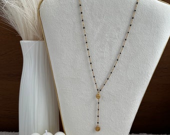 Iris long necklace Golden Black