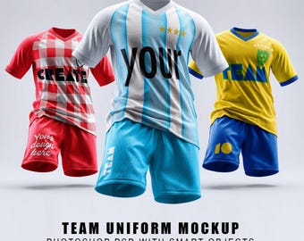 Maqueta PSD de uniforme de fútbol volador / Plantilla profesional de camiseta y pantalones cortos de ropa deportiva para diseño de indumentaria de equipo (descarga digital)