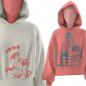 Oversized Girl Hoodie Mockup Realistic Photoshop Template PSD, Apparel Mockup for Design Fashion Sweatshirt Mockup, High-Quality Studio Shot
