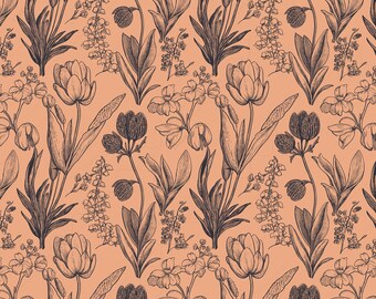 Vintage Floral Seamless Pattern: Hand-Drawn Botanical Illustration (Digital Commercial Use)