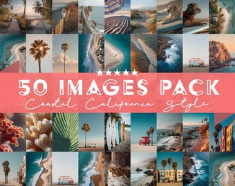 Set de impresiones fotográficas costeras, arte de playa y océano, 50 imágenes de alta resolución en descarga digital