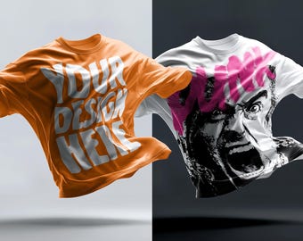 Maqueta de camiseta voladora PSD, plantilla de diseño de ropa, maqueta de camiseta realista con objeto inteligente