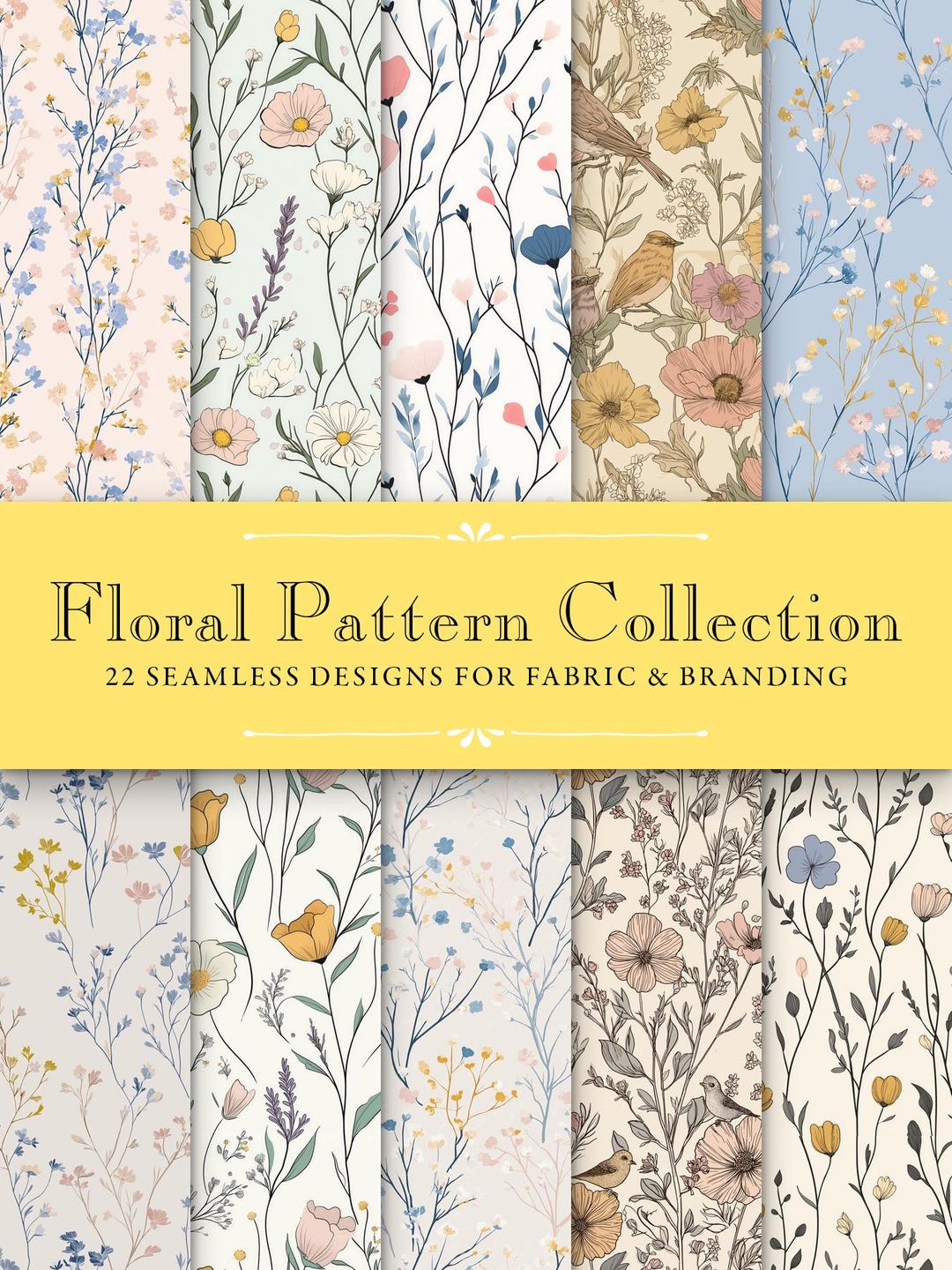 Floral Seamless Pattern Bundle, Digital Paper Pack, Repeating ...