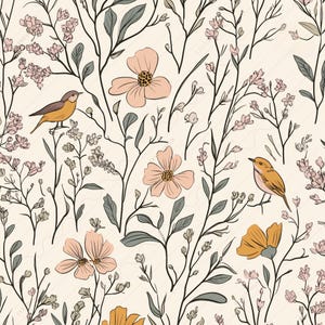 Motif numérique floral sans couture, fichier style élégant, fleurs bohèmes, conception de tissu, motif de papier peint, art botanique, jardin de fleurs sauvages, 1