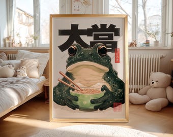 Impresión artística de fideos ramen de rana japonesa (descarga digital) 38