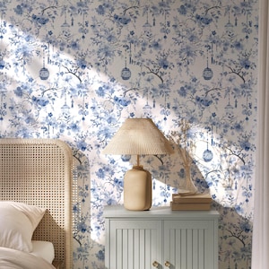 Chinoiserie Muster Nahtlos Blau Aquarell Muster Lost garden Zarte blaue Blumen 08 3