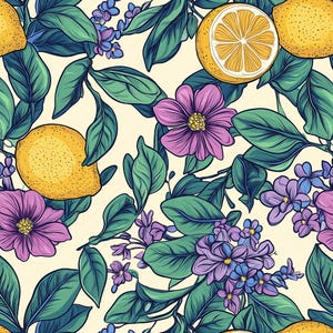Zitrusfrüchte Nahtloses Muster Florales Muster Üppiges Grün Blätter Zitronen Kunst Botanisches Design Rapportmuster Tapetenmuster Digital 15
