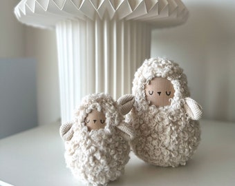 Handmade Nativity Set of 2 toys - Unique Gift for Mom - Roly Poly Toy with Soft Fur - Perfect Gift for Babies