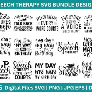 15 logopedist SVG bundel, logopedist PNG bundel, spraak taal patholoog, toespraak shirt SVG bundel, Cricut Cut bestanden