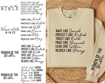 Women of the Bible SVG Bundle, Boho Christian Svg, Religious Quotes Svg, Bible Verse Svg, Sleeve Shirt Designs Svg, Motivational Svg