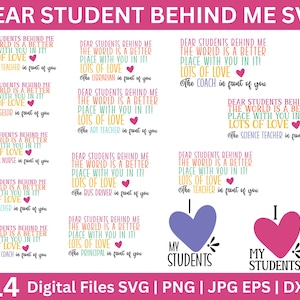 Caro studente dietro di me, il mondo è un insegnante migliore in formato SVG, insegnante in formato Svg, insegnante ispiratore in formato Svg, ritorno a scuola in formato SVG, apprezzamento dell'insegnante