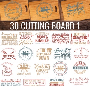 Paquete SVG de 30 tablas de cortar, tabla de cortar divertida svg, tabla de cortar, toalla de cocina, soporte para ollas svg, decoración de cocina svg, archivo svg para cricut