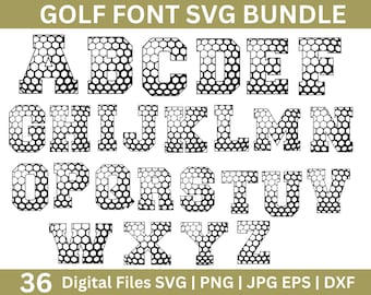 Golf Font Alphabet & Numbers svg, Golf svg, Golf Ball svg, Varsity Alphabet svg, Varsity font, sports svg, Golf Letters, Golf Silhouette SVG