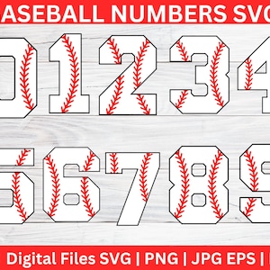 Baseball Numbers, Baseball svg, Baseball Stitch, Baseball font svg, Baseball Themed Numbers, Numbers that look like baseballs