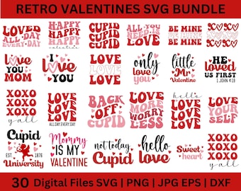 Retro Valentines SVG Bundle, Valentine's Day Quotes, Love SVG, Valentine Gift Svg, Love Svg, Heart SVG, Valentines Vibes, Valentine Svg