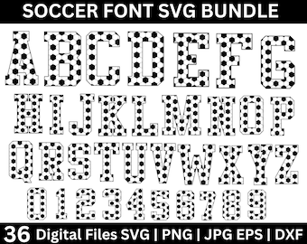 Soccer Alphabets and Numbers SVG, Soccer svg, Soccer font svg, soccer mom svg, soccer ball svg, football font, sports font, soccer cut files