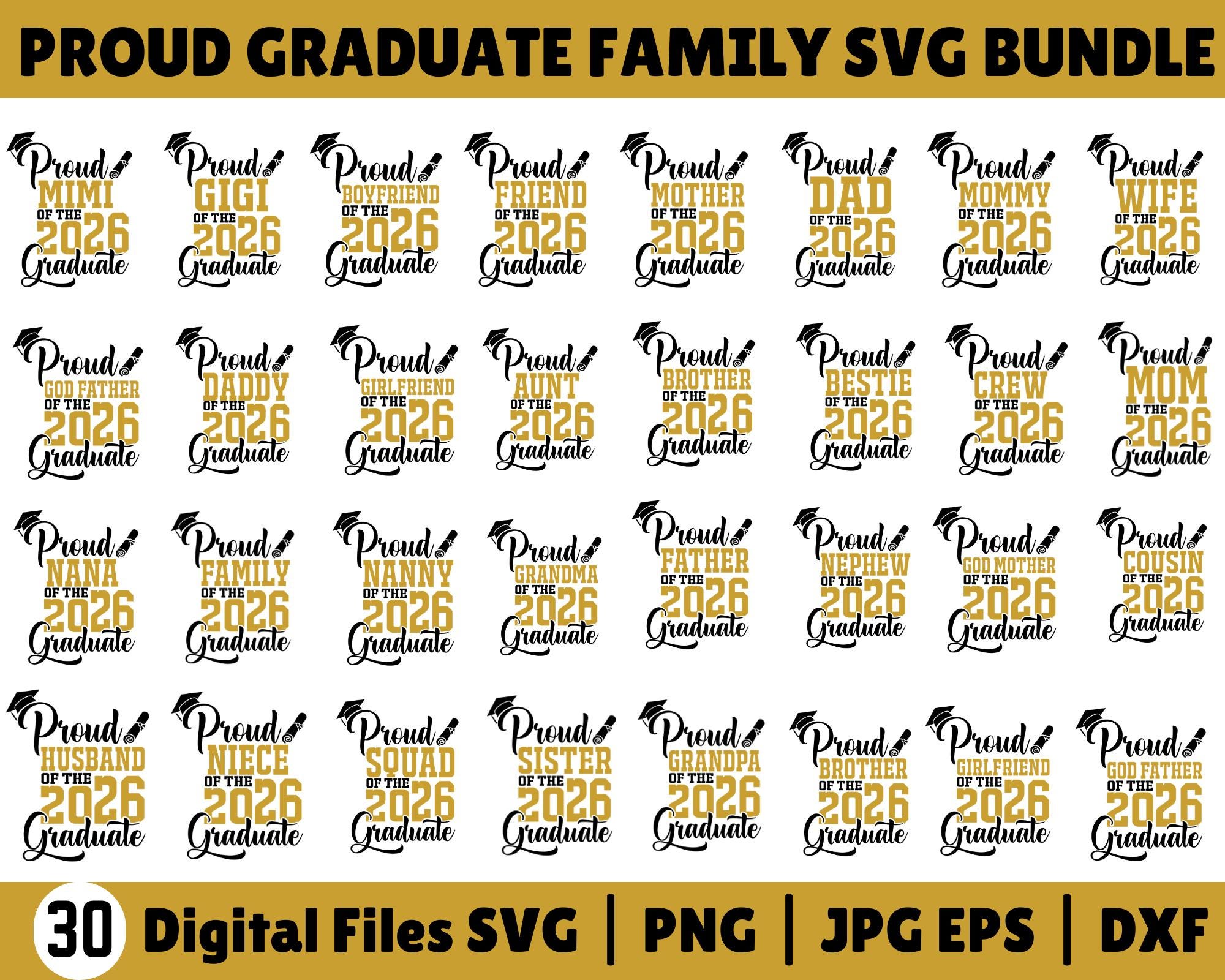 Proud Family 2026 Graduate Svg Bundle, Class of 2026 Svg, Graduation ...