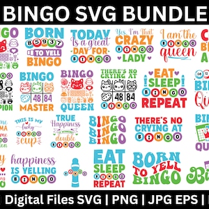 Paquete de 30 bingo svg, Camisa de bingo Svg, jugador de bingo svg, Bingo Victory Svg, Bingo Svg, Juegos de Bingo svg, Copa de Bingo svg, Citas de Bingo SVG