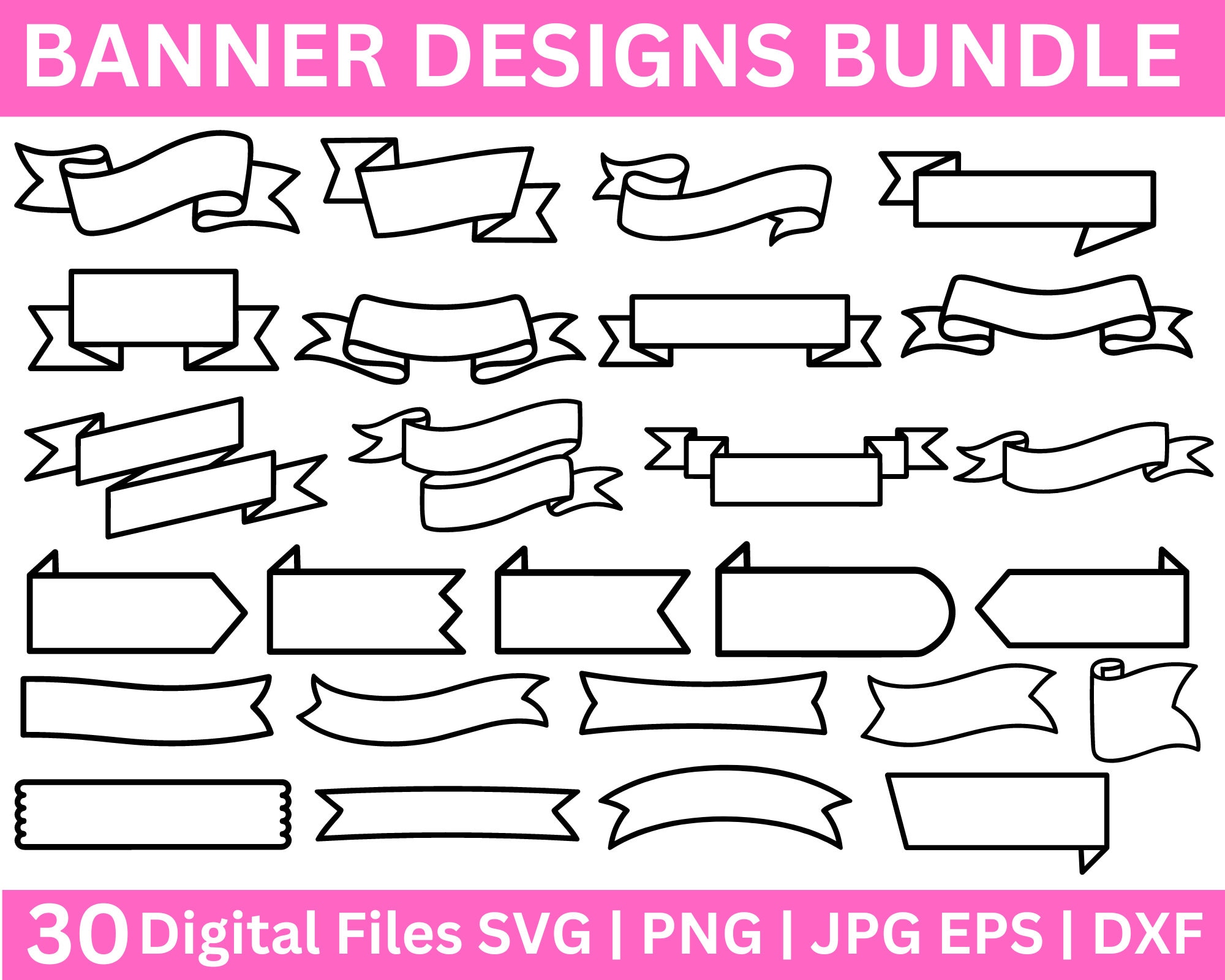 Ribbon Banner Svg,Banner Svg Bundle,Banner Vector, Banner Clipart,Banners Svg, Banner outline Cut File,  Ribbon Banner Svg,