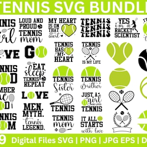 Tennis SVG bundel, tennisbal SVG, tennis moeder SVG, tennis citaten SVG, liefde tennis SVG, tennisracket SVG, sport SVG, tennis silhouet